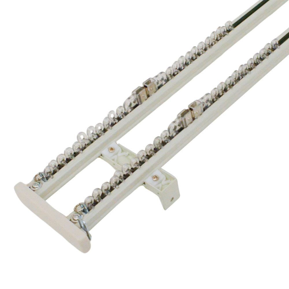 伸縮角型カーテンレール　３．０ｍ用ダブル, 木目ブラウン, 3.0ｍ用ダブル