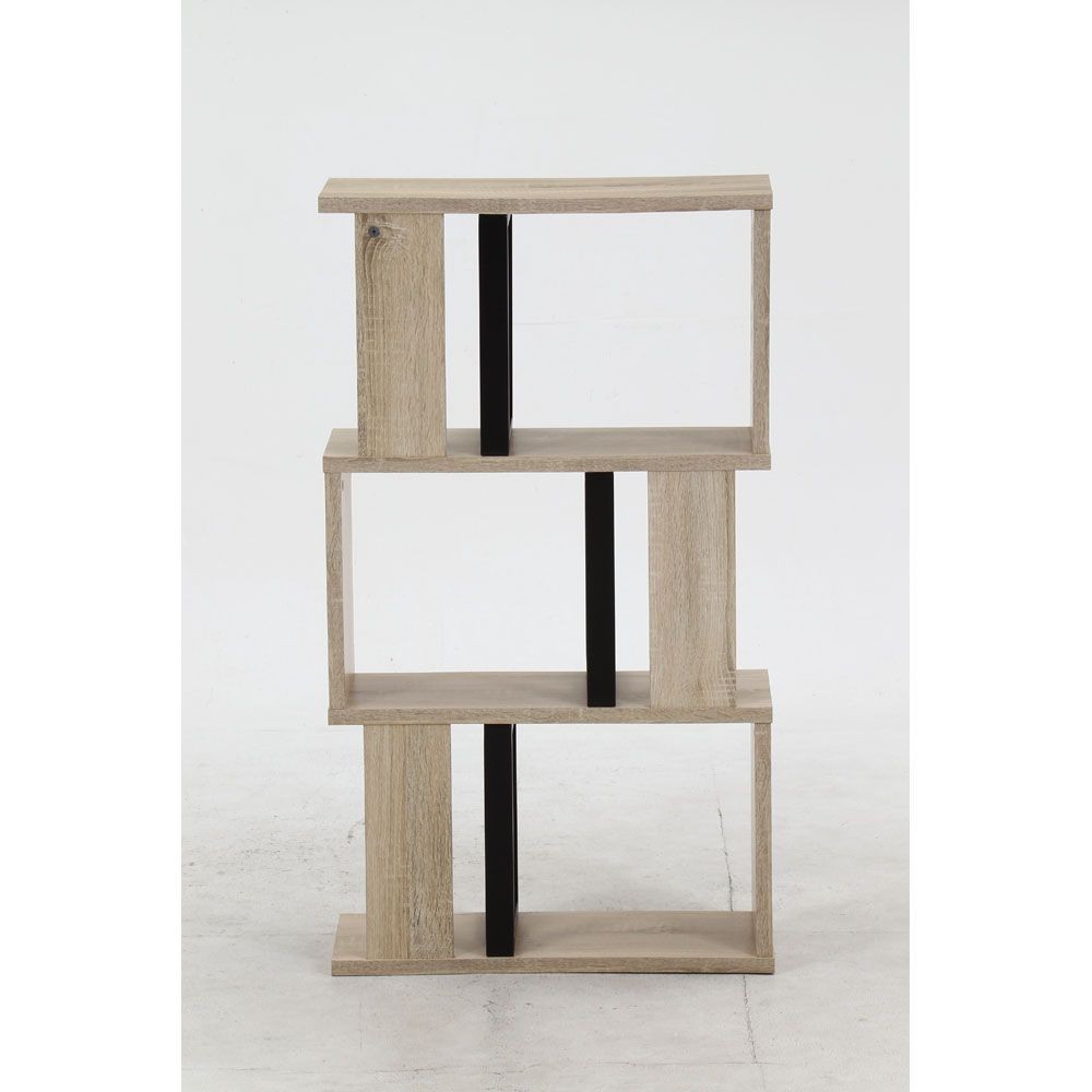 不二貿易 Ｓ字ディスプレイラック　３段　オーク【メーカー直送・代引不可】, オーク, 幅590mm&times;奥行235mm&times;高さ1044mm