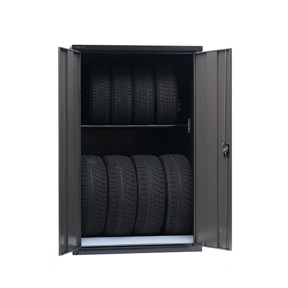 グリーンライフ 両扉式タイヤ収納庫 TBRT-162(BK/AGY) , ブラック, 幅1020mm&times;奥行850mm&times;高さ1620mm