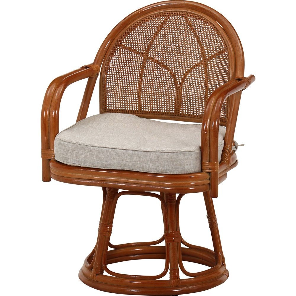 不二貿易 ラタン　回転チェア（ハイ）　ＬＢＲーＫＤ　１ＰＣ梱包【メーカー直送・代引不可】, ライトブラウン, 幅510mm&times;奥行540mm&times;高さ750mm
