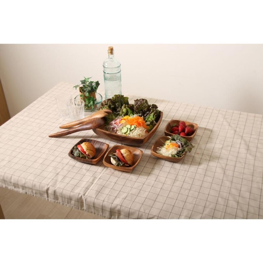 不二貿易  アカシアボウルセット（スプーン＆フォーク付）Ａスクエア 【メーカー直送・代引不可】, Aタイプ, スクエア