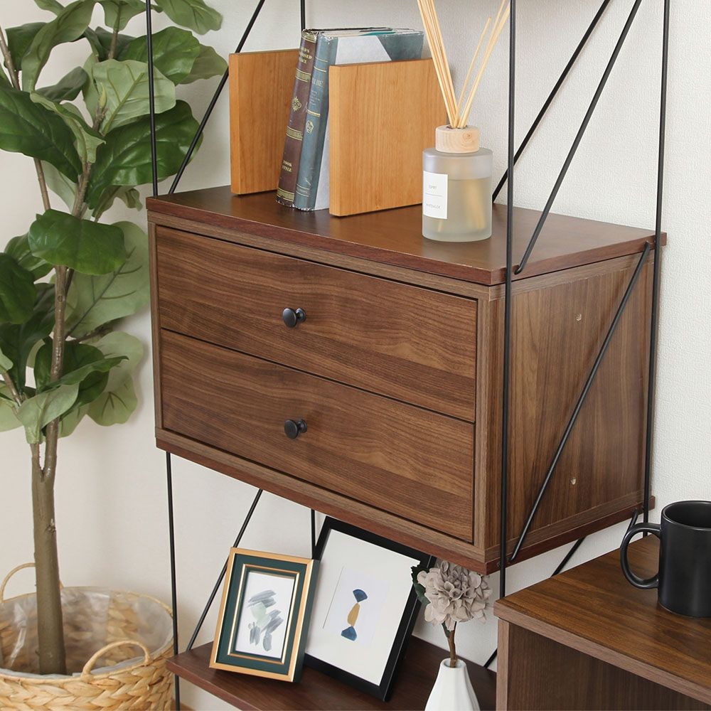 不二貿易 ＥＺＢＯ　コネクトボックス　引出２杯　ＭＢＲ【メーカー直送・代引不可】, ブラウン, 幅600mm×奥行320mm×高さ310mm