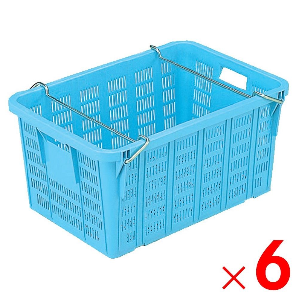 サンコー サンテナー A#80-2 ハンドル付 ライトブルー 107601-01 &times;6個セット【メーカー直送・代引不可】【法人限定】【日祝配送不可・時間指定不可】, ライトブルー, 6P