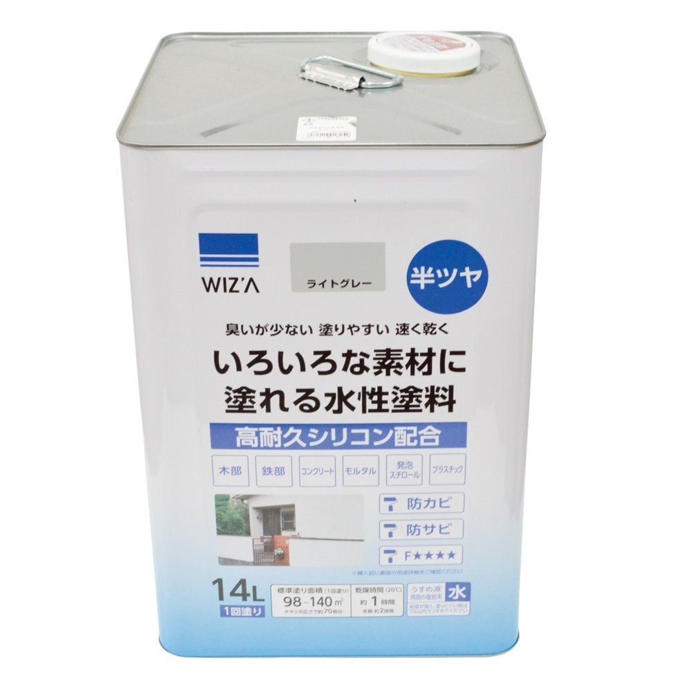 ウィザ WIZ'A　水性半つや多用途塗料　１４Ｌ, 白, 14L