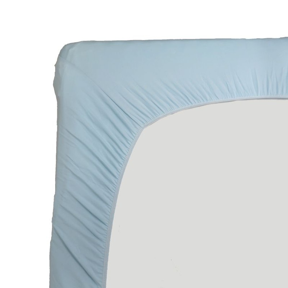 簡単脱着のびるニット地のぴったりシーツ　セミダブル・ダブル兼用, ブルー, セミダブル・ダブル兼用