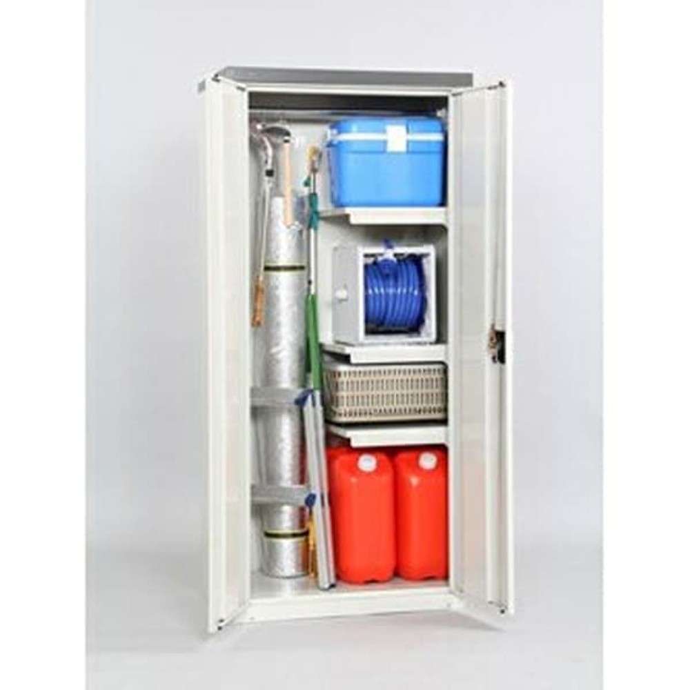 グリーンライフ 両扉式家庭用収納庫 162 ハーフ棚板仕様 【メーカー直送・代引不可】, アイボリー, 幅75cm&times;奥行45(47)cm&times;高さ162cm