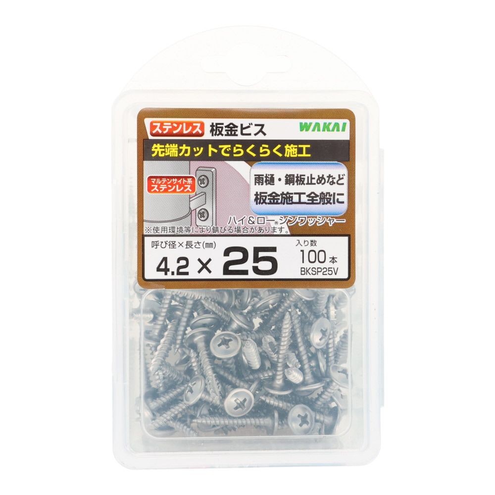 若井産業（WAKAI）　ステンレス板金ビス　２５ｍｍ　１００本, ビス, 100本入り