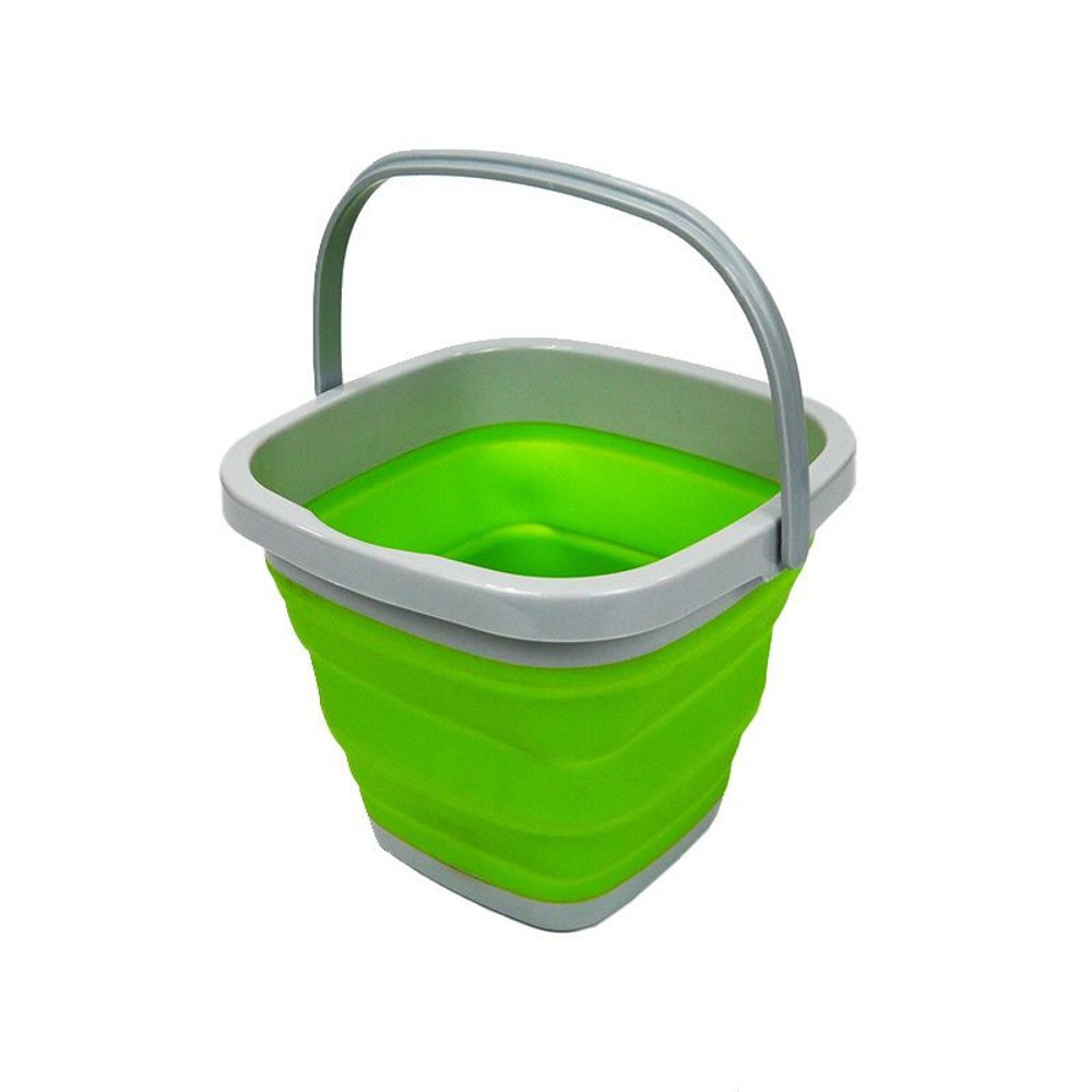 コンパクトに折りたためるソフトバケツ, グリーン5L, 5.0L