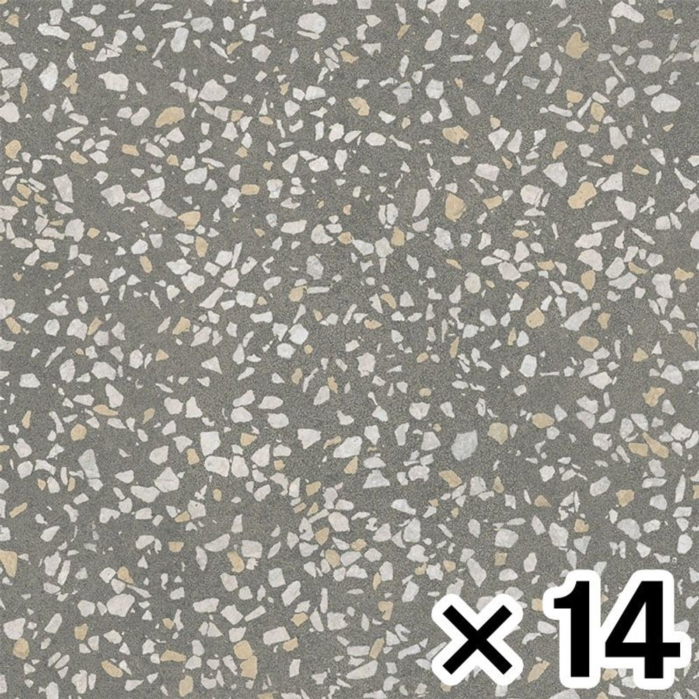 東リ ロイヤルストーン ＰＳＴ４１４６&times;14枚セット, グリジオテラゾー, 幅450mm&times;奥行450mm&times;高さ3mm