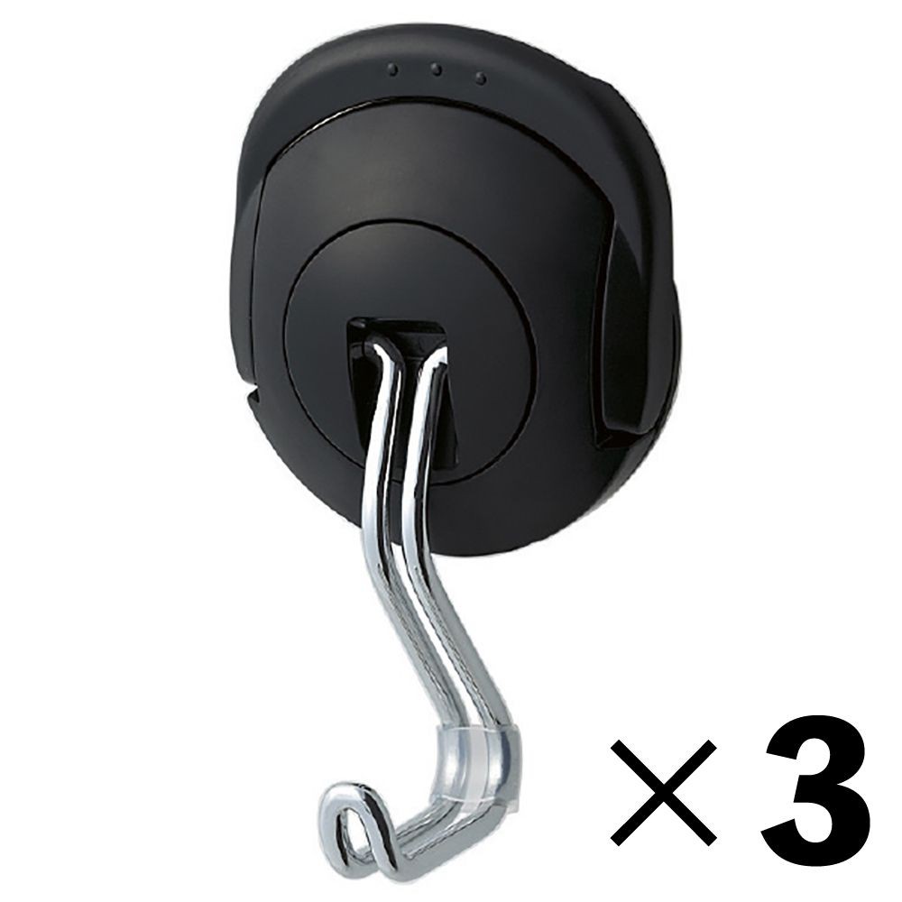 【3個セット】コクヨ 超強力マグネットフック タフピタ 耐荷重10kg 黒 フク-227D【メーカー直送・代引不可】, ブラック, 大
