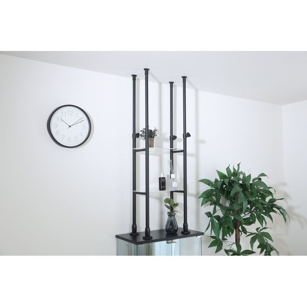 不二貿易 上置き突っ張りシェルフ　ＢＡＡＬ　ＢＫ【メーカー直送・代引不可】, ブラック, 幅390mm&times;奥行250mm&times;高さmm