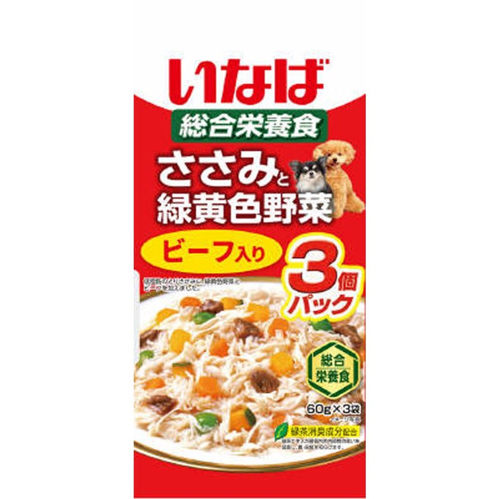 いなば　ささみと野菜　ビーフ　60ｇ&times;3袋, ビーフ, 60g&times;3P