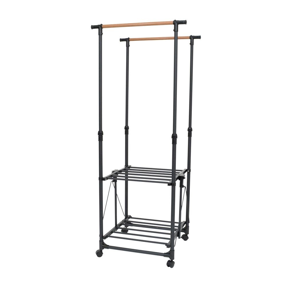 デザイン室内多機能物干しH型, ブラック, 高さ80.5cm