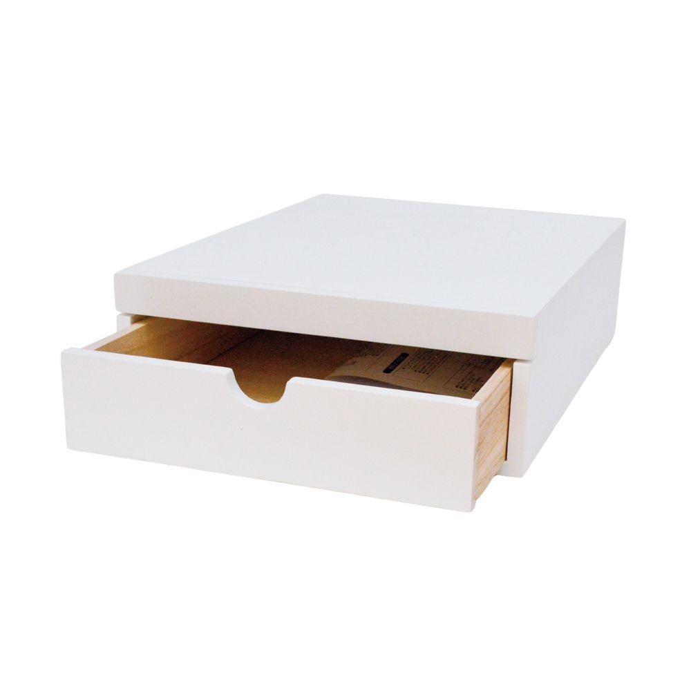 家電下スライドトレー　引き出し付　３０ｃｍ幅, ホワイト, 30cm