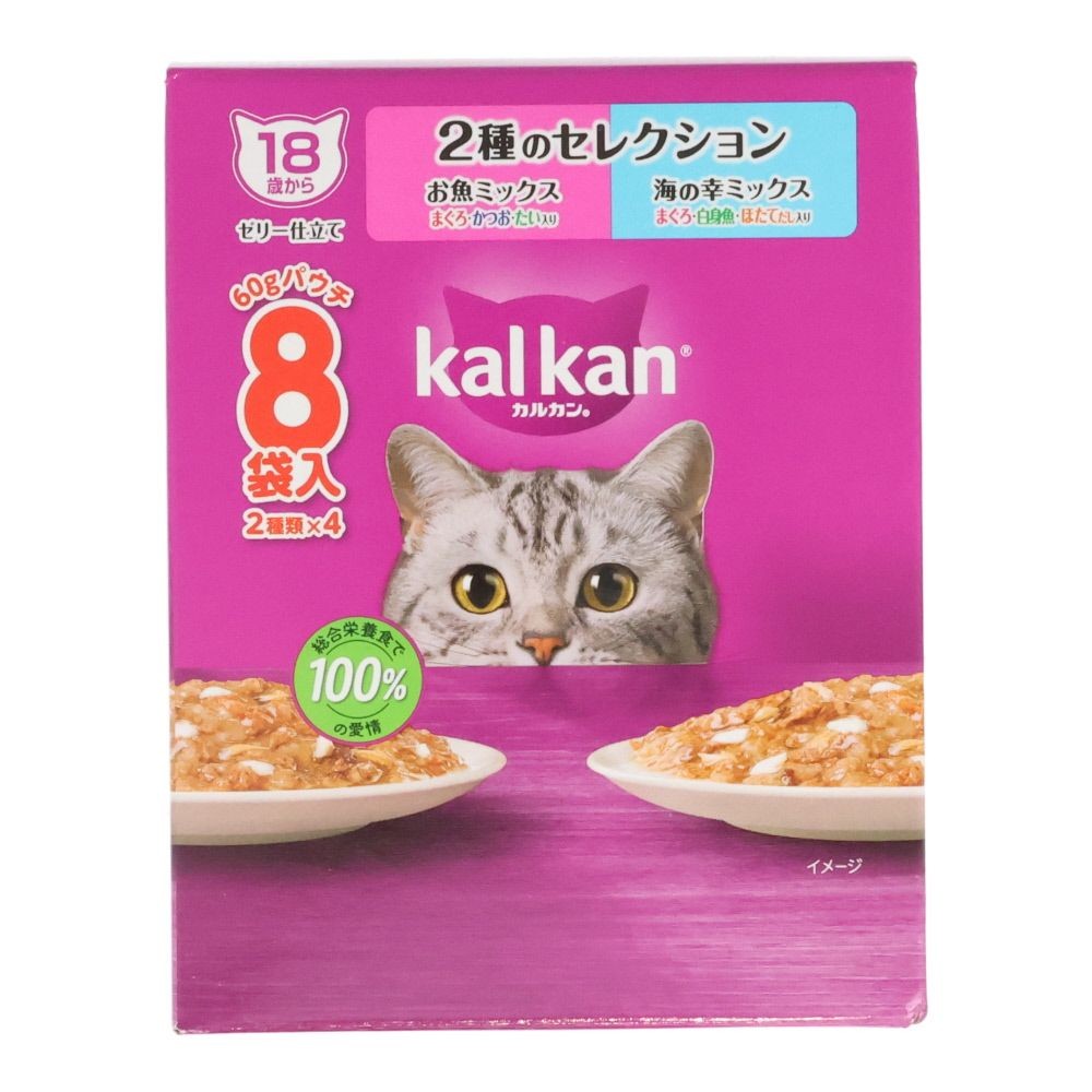 カルカンパウチ　１８歳　魚Ｍ鮪鰹鯛　海の幸Ｍ鮪白身魚帆立  8袋入, １８歳　２種のセレクション, 60g&times;8