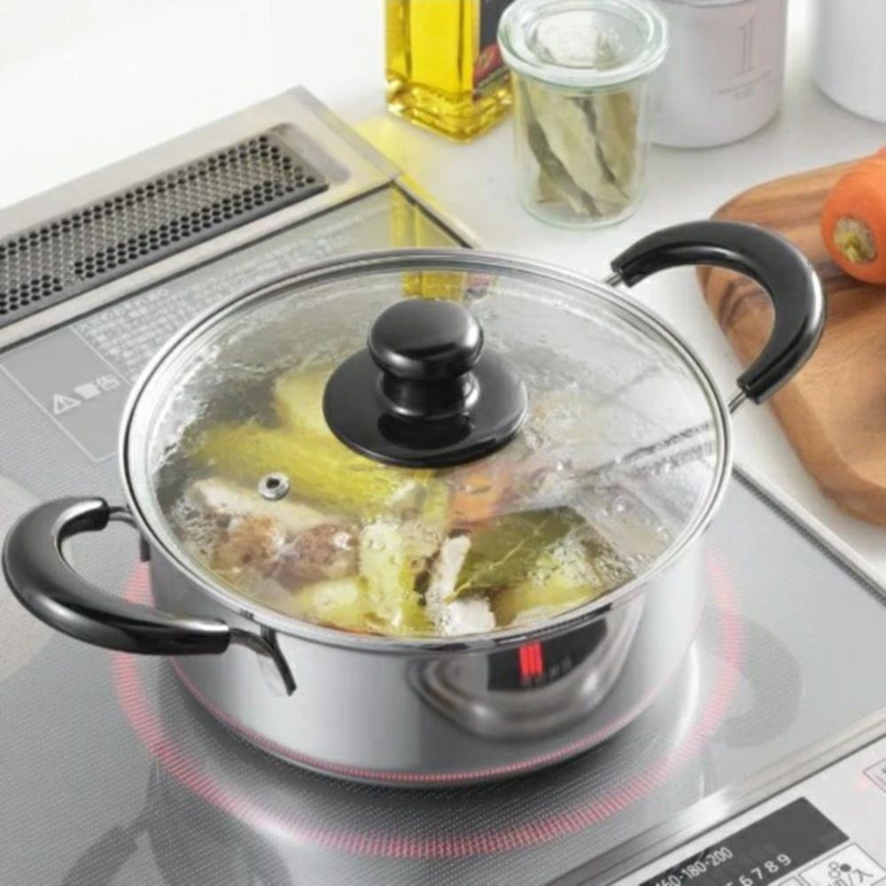 ヨシカワ クックルックネオ両手鍋 20cm, シルバー, 幅320mm&times;奥行212mm&times;高さ141mm