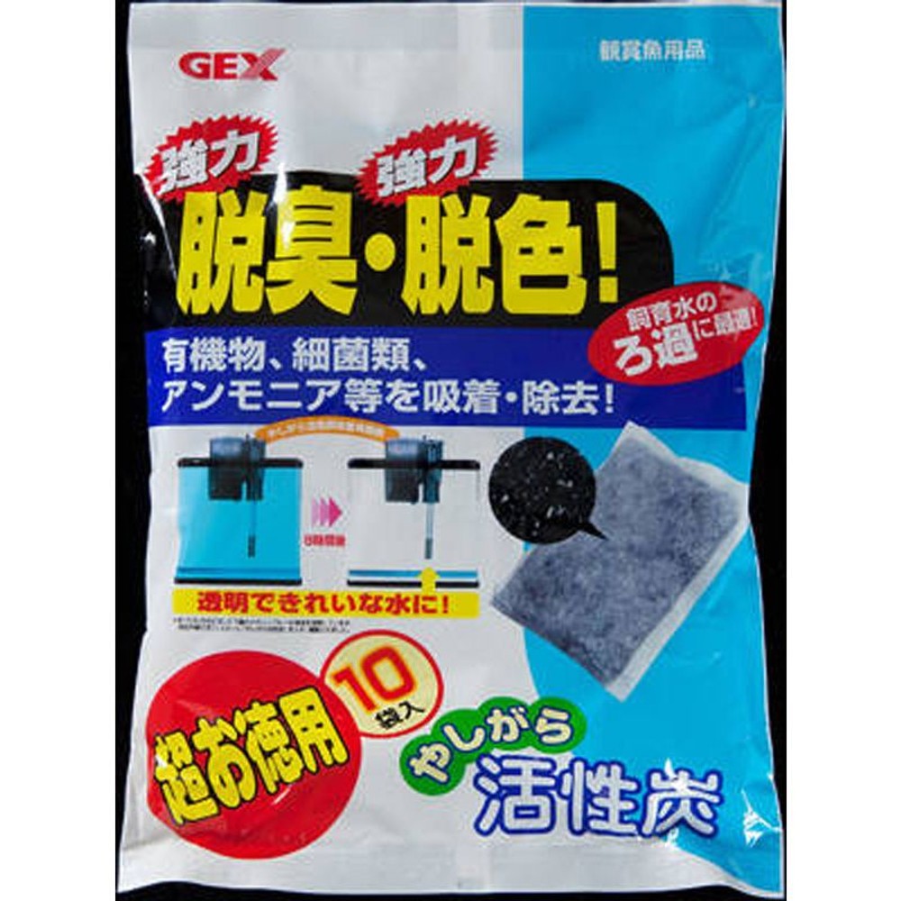 ジェックス　超お徳用やしがら活性炭10袋入, 超お得用, 80g&times;10袋