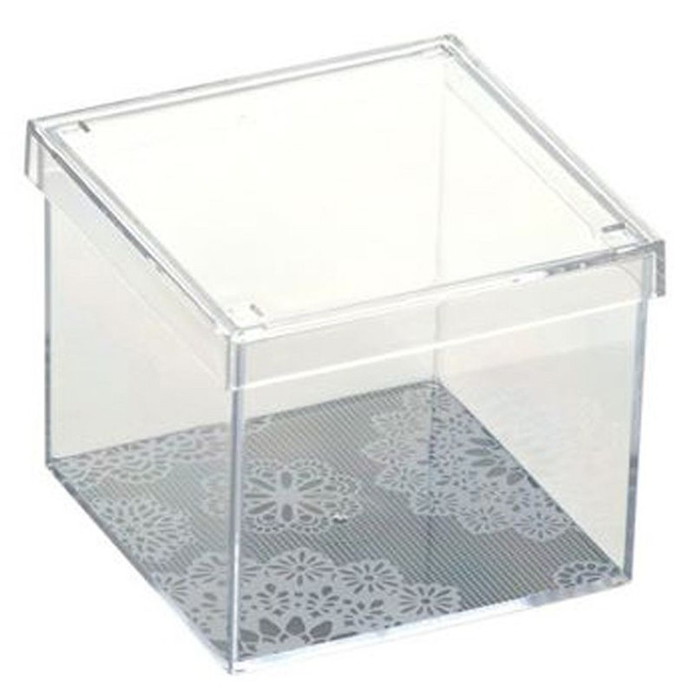 クリアピクチャーケース　キューブ　ホワイトレース, ホワイトレース, 1個