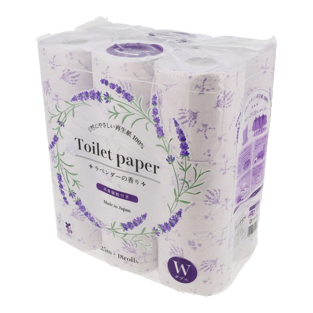 プリントトイレットペーパー　１８ロール ダブル, ラベンダーの香り, ダブル