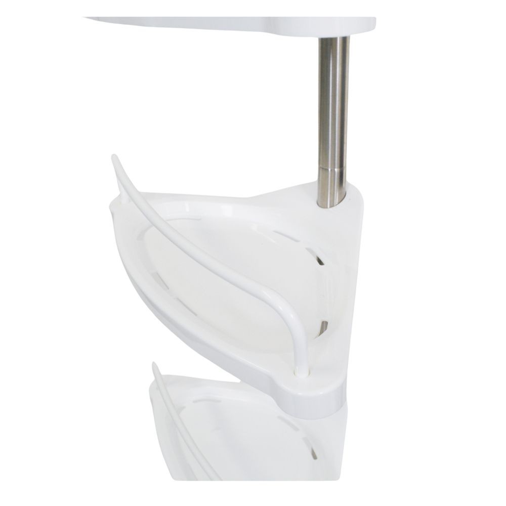 WIZ'A ウィザ ステンレス製浴用突っ張りコーナーラック4段, ホワイト, 4段