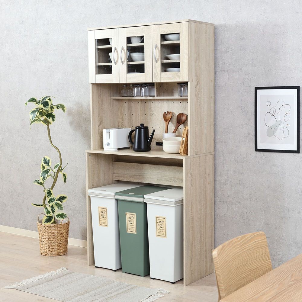 不二貿易 ゴミ箱上キャビネット　９０幅　オーク【メーカー直送・代引不可】, オーク, 幅885mm&times;奥行398mm&times;高さ1800mm