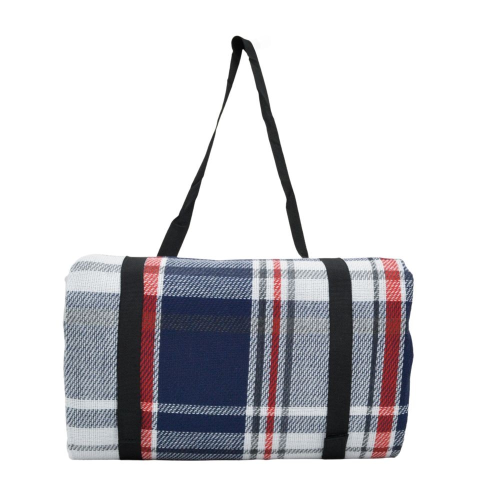 ●起毛　折りたたみレジャーシートＷチェック180&times;180ｃｍ, ネイビーチェック柄, 約770g