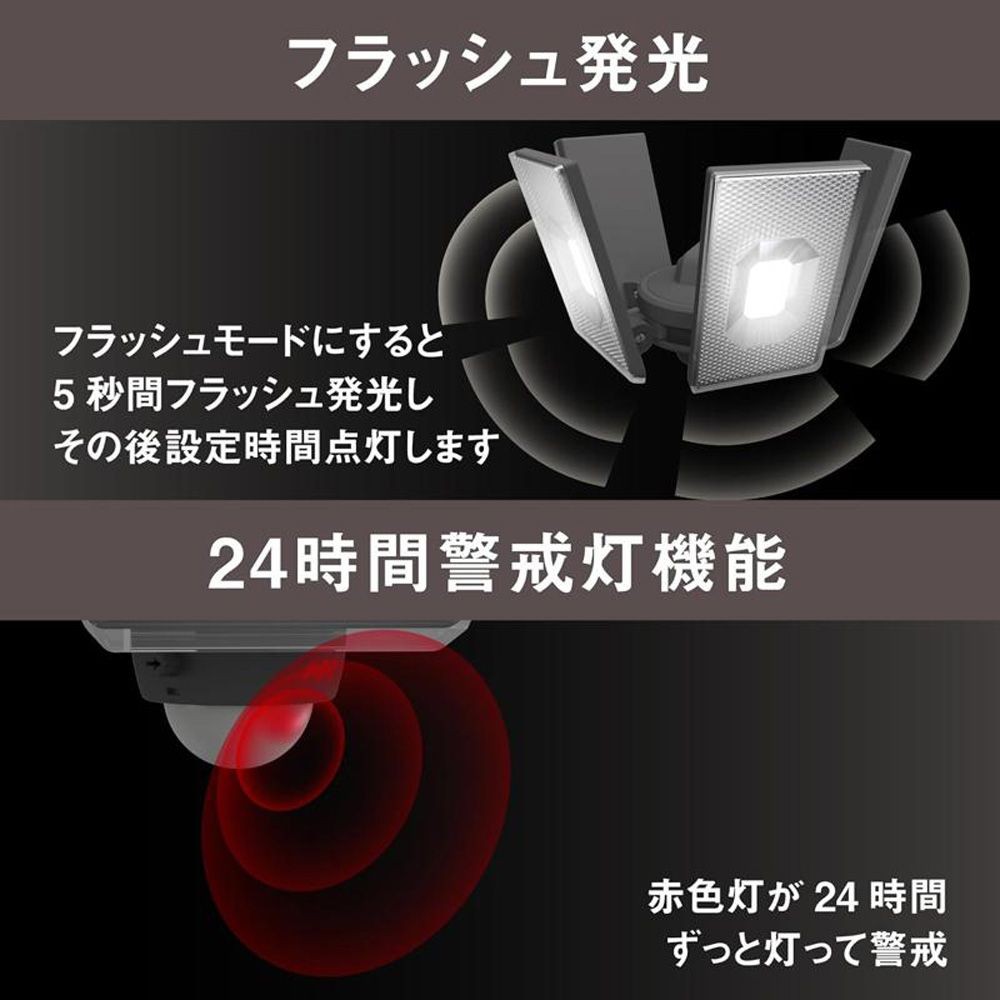 12.5W 4灯スライド型LEDセンサーライト LED-AC4000 株式会社ムサシ, ブラック, 幅171mm&times;奥行170mm&times;高さ173mm