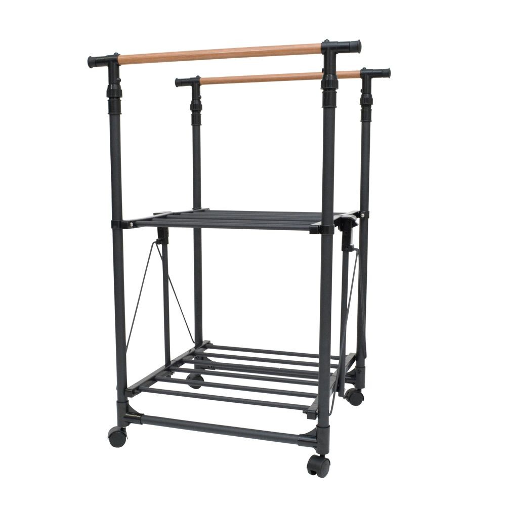 デザイン室内多機能物干しＨ型, ブラック, 高さ92.5cm