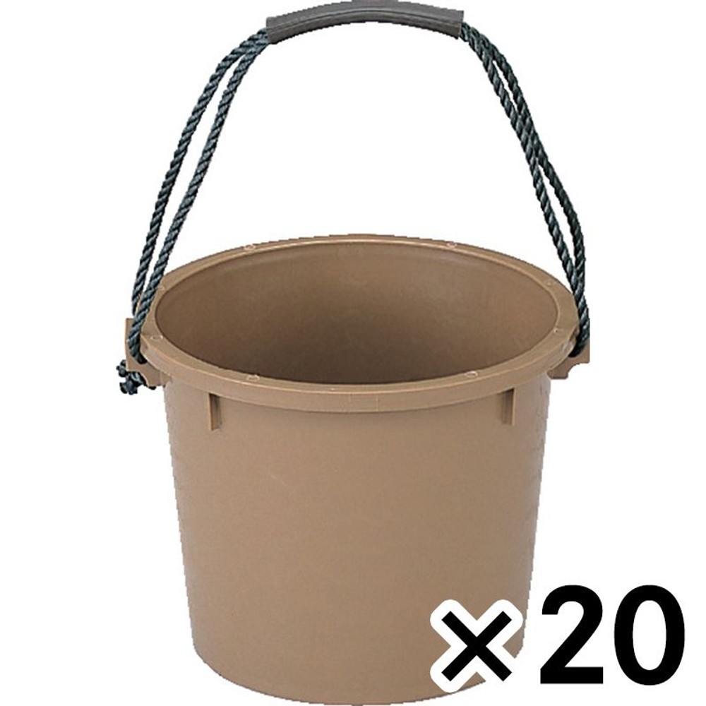 サンコー タフゴムバケツ　14Ｌ　　　　ロープ持手 &times;20個セット【メーカー直送・代引不可】【法人限定】【日祝配送不可・時間指定不可】, ブラウン, 20P