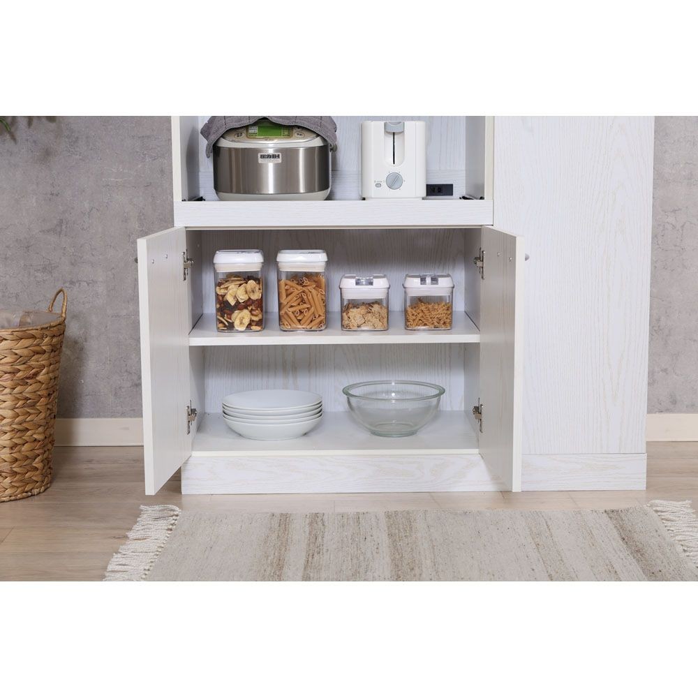 不二貿易 ハイキッチンボード　１８０＊９０　オークＷＨ【メーカー直送・代引不可】, ホワイト, 幅885mm&times;奥行398mm&times;高さ1800mm