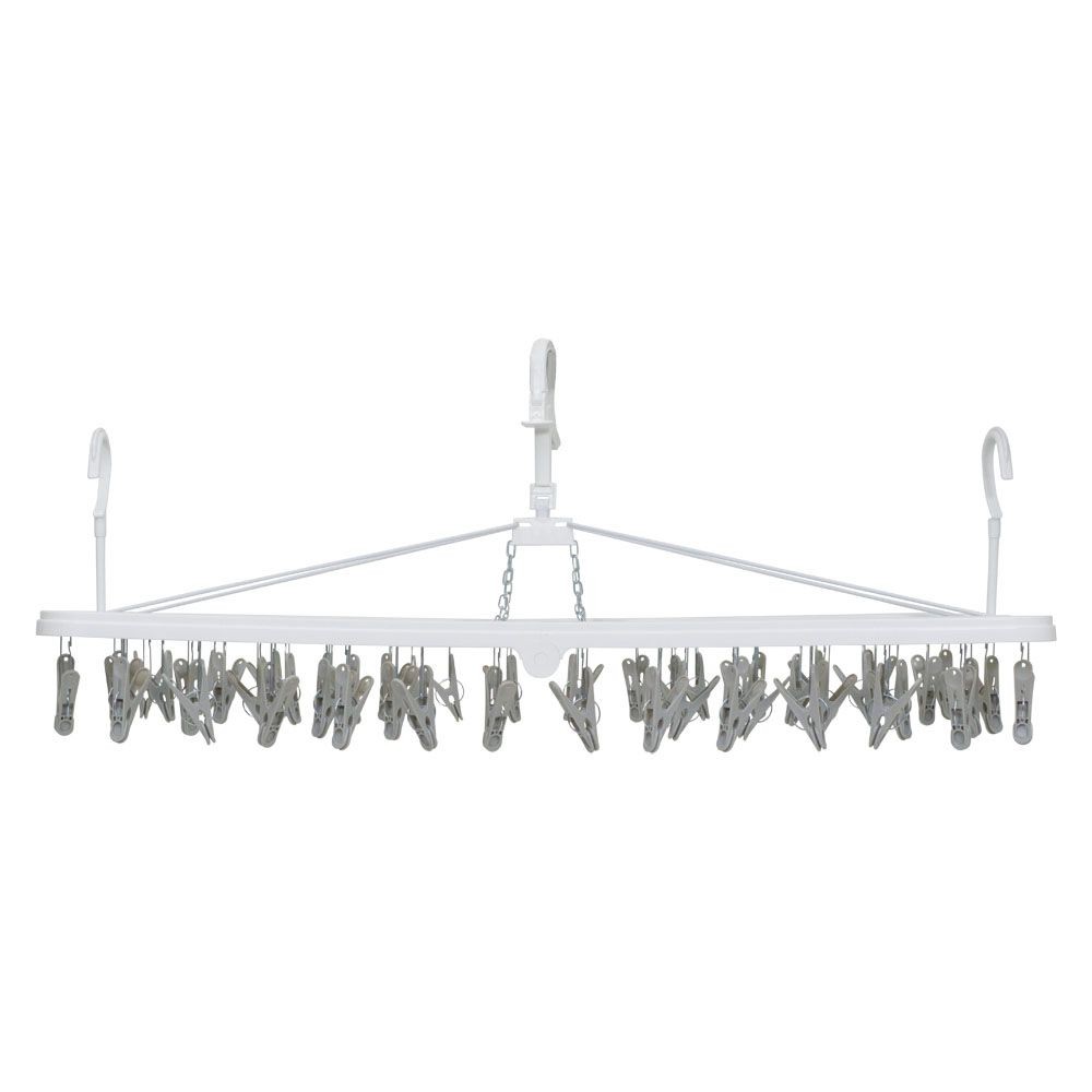 WIZ'A ウィザ 安定して干せるダブルフック付き洗濯ハンガー５０ピンチ, ホワイト, 50P