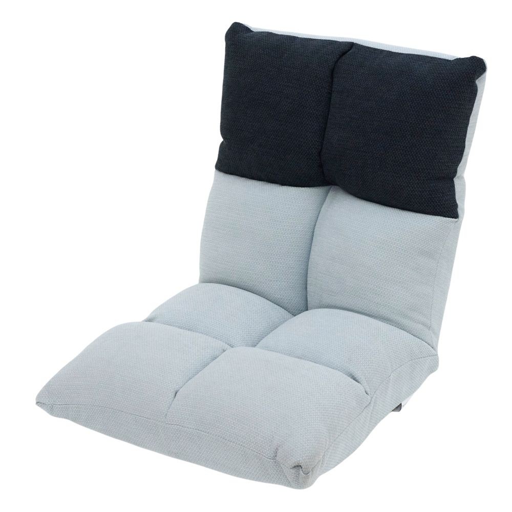 フラットになるもこもこ座椅子バイカラーＶＩＺ０８ＢＬ, ブルー, 幅500mm×奥行1070mm×厚さ135mm