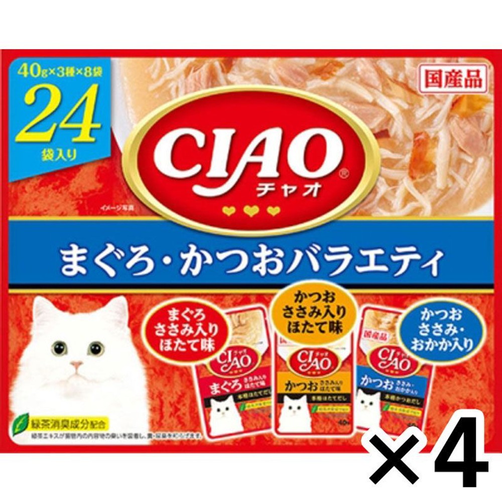 いなば　チャオパウチ　まぐろかつおＶ　24袋 &times;4個セット, まぐろかつおＶ, 4P