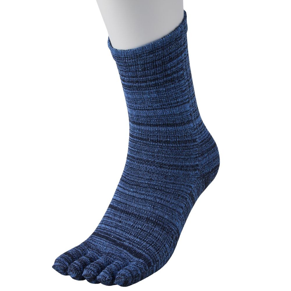 WIZ'A ウィザ 消臭・抗菌　銀イオン６Ｐ　５本指クルー丈　杢柄, アソート, 25.0〜27.0cm