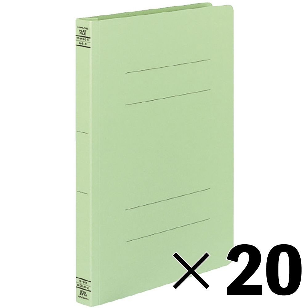 【20冊セット】コクヨ　フラットファイルW樹脂製とじ具 A4縦 25mmとじ 緑　フーＷ１０Ｇ【メーカー直送・代引不可】, 緑, A4-S