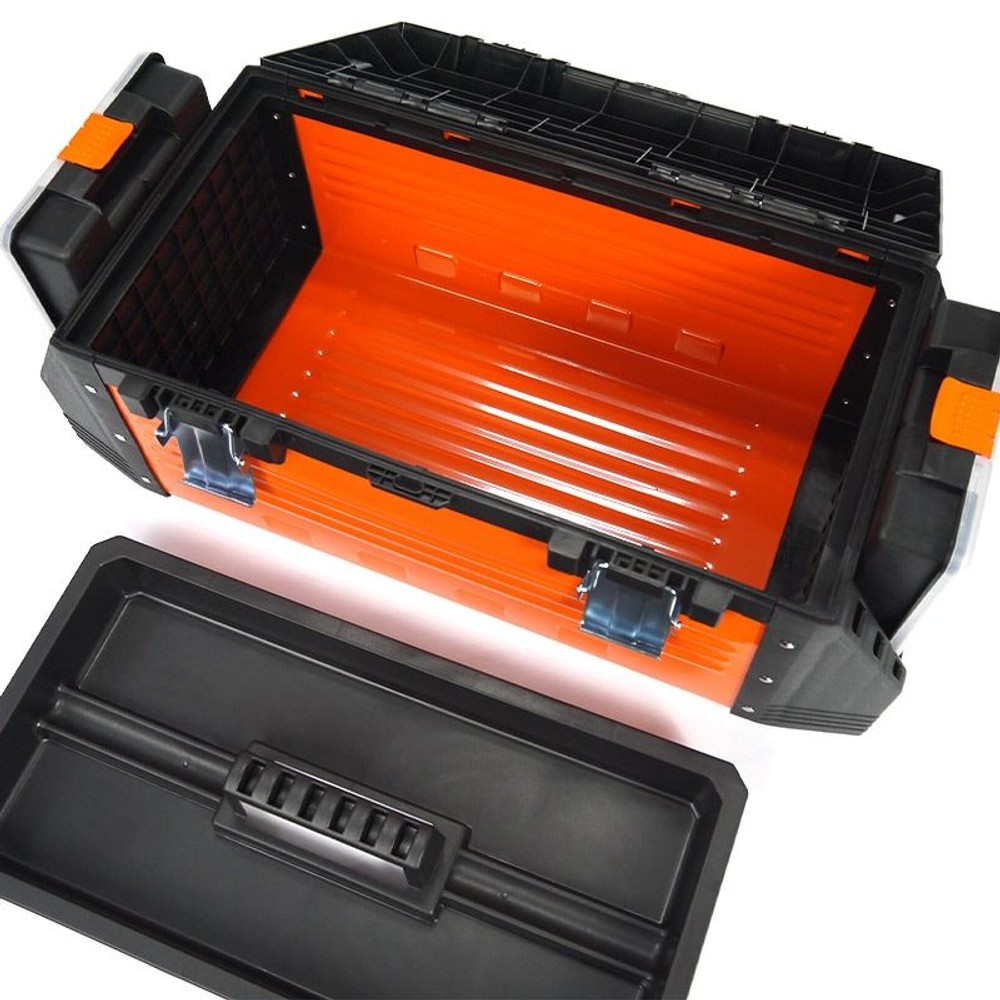 パーツケース付ツールボックス, 黒/オレンジ, 320324