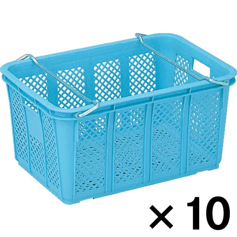 サンコー サンテナーＡ＃50　ハンドル付　ライトブルー &times;10個セット【メーカー直送・代引不可】【法人限定】, ライトブルー, 10P