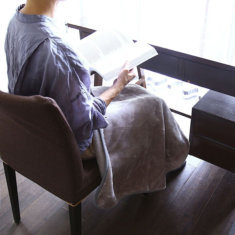 アクリルレーヨン混　ひざ掛け毛布　７０&times;１００ｃｍ　グレー, グレー, 70&times;100cm