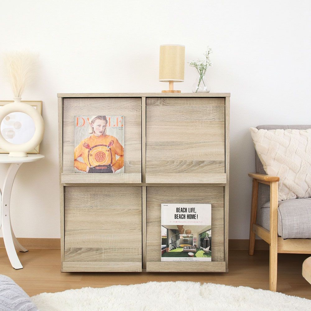 不二貿易 ディスプレイラック　４マス　オーク　ＤＰ８０８５【メーカー直送・代引不可】, オーク, 幅800mm&times;奥行400mm&times;高さ850mm