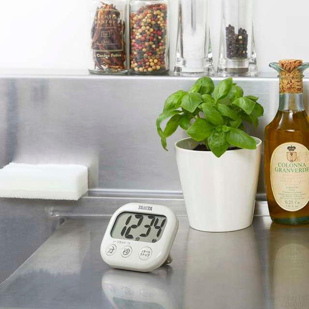 タニタ 抗菌でか見えタイマー TD429, アイボリー, 幅82mm&times;奥行23mm&times;高さ76mm