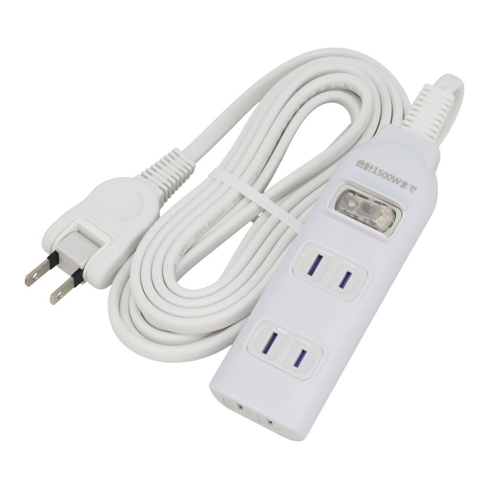 断線に強い集中スイッチ付省エネタップ　3個口, ホワイト（1）, 1.0m