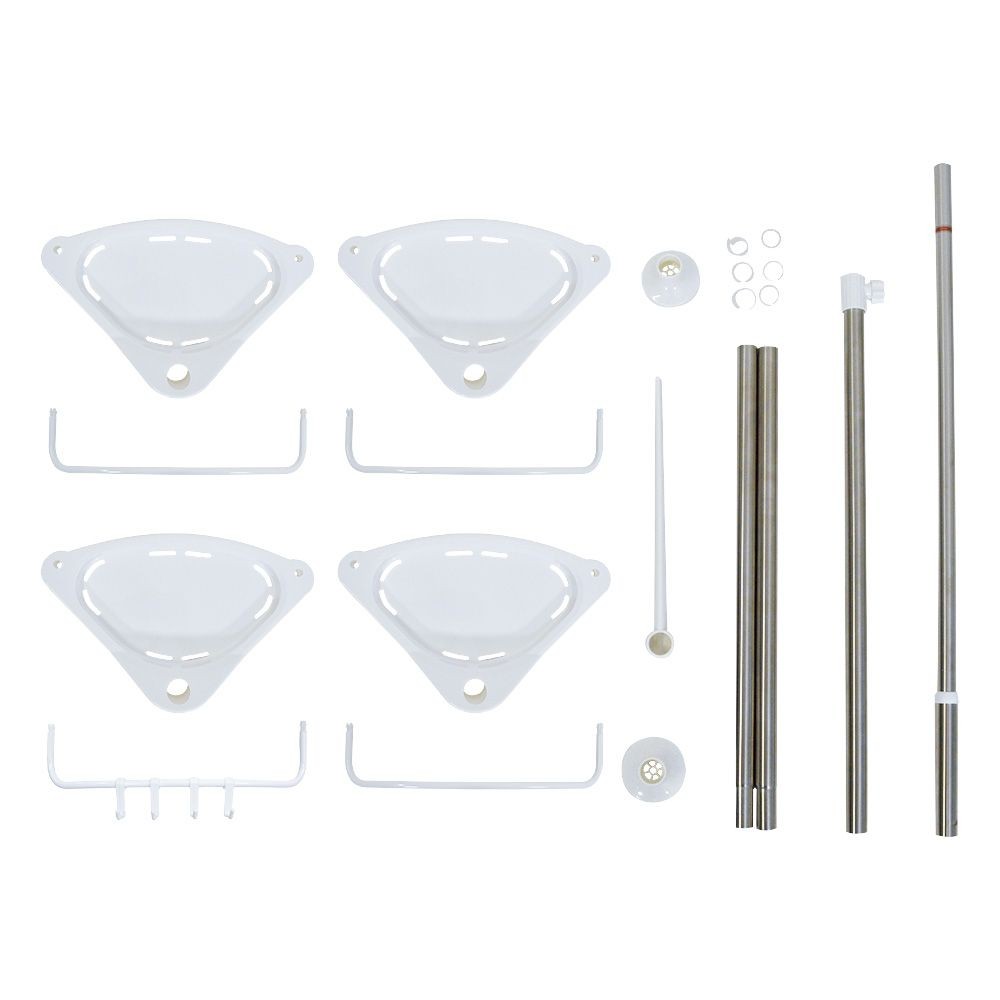 WIZ'A ウィザ ステンレス製浴用突っ張りコーナーラック4段, ホワイト, 4段