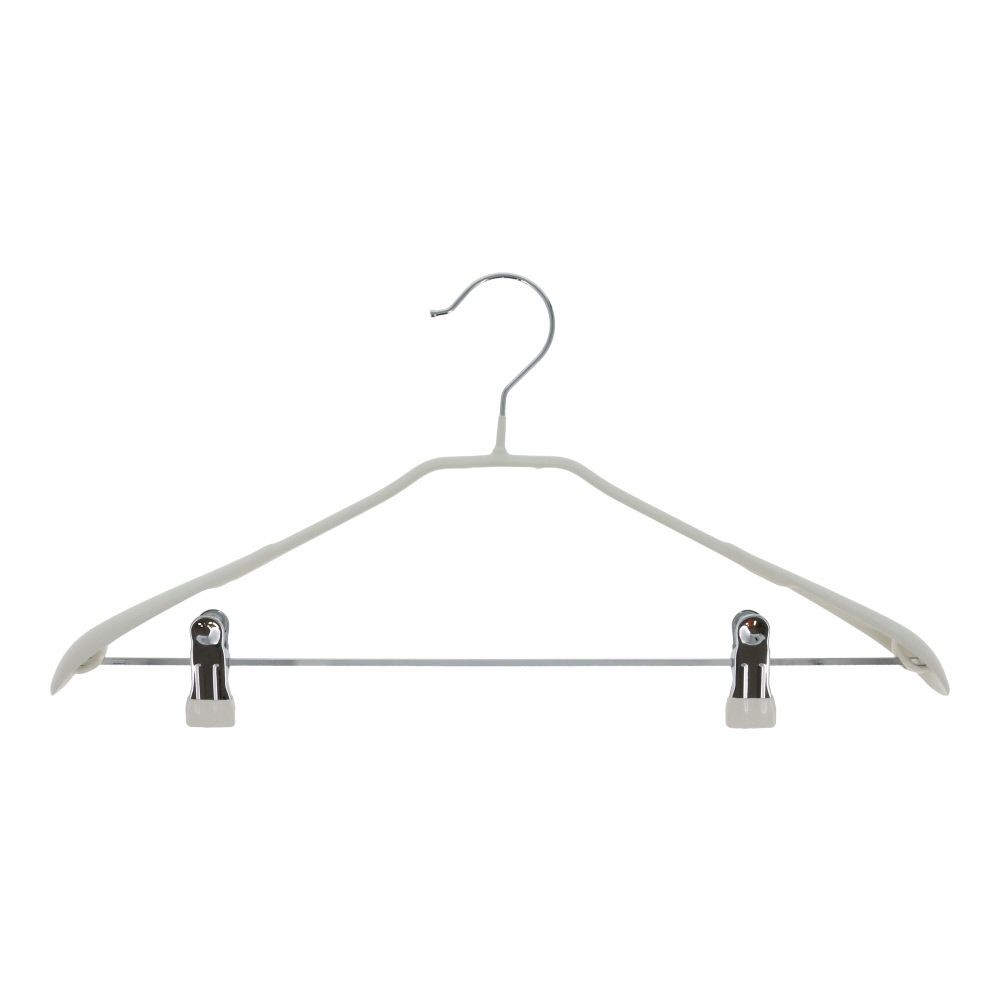 ノンスリップスチールハンガークリップ付き42ｃｍ, ホワイト, 約幅42cm