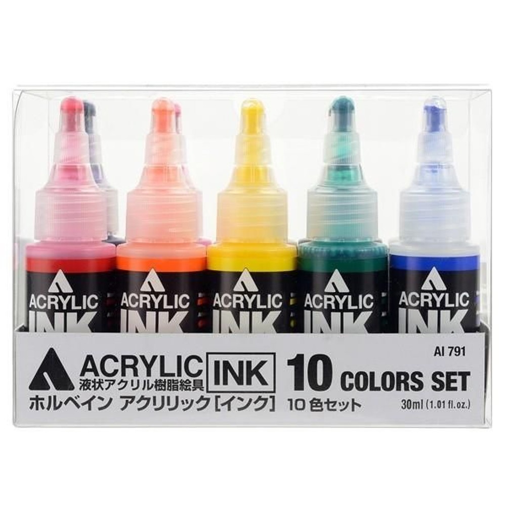 ホルベイン アクリリック［インク］ 30ml 10色セット (15791), 10色セット, 30ml 10色セット