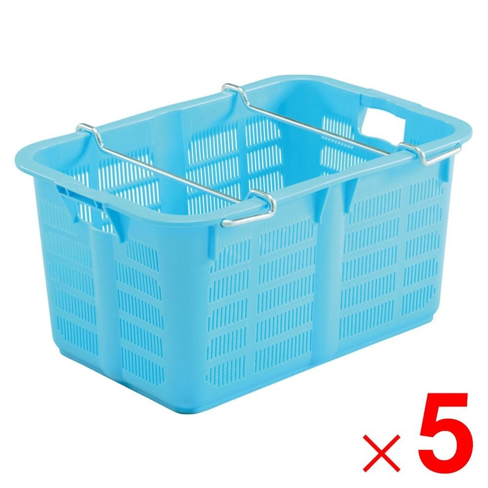 サンコー サンテナー A#50N ハンドル付 ライトブルー 103905-01 &times;5個セット【メーカー直送・代引不可】【法人限定】, ライトブルー, 5P