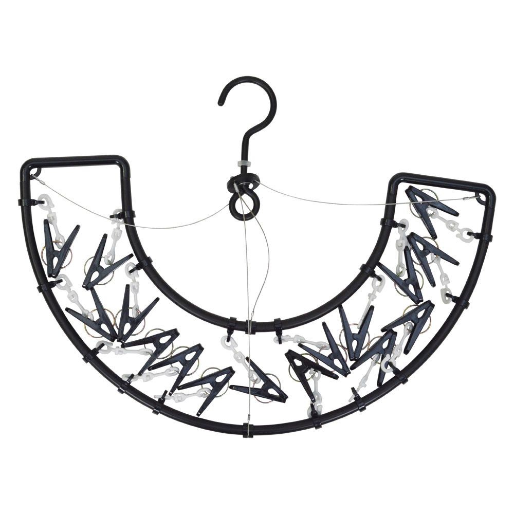 WIZ'A ウィザ 壁掛けアルミ洗濯ハンガー１６ピンチ, ブラック, 16P