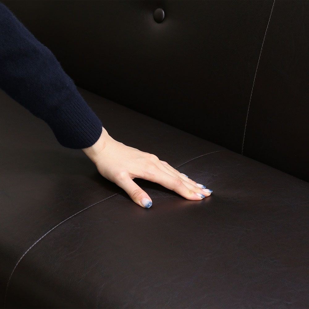 不二貿易 バイキャストＰＵソファ　ミート　３Ｐ　ＤＢＲ【メーカー直送・代引不可】, ダークブラウン, 幅1660mm&times;奥行720mm&times;高さ700mm