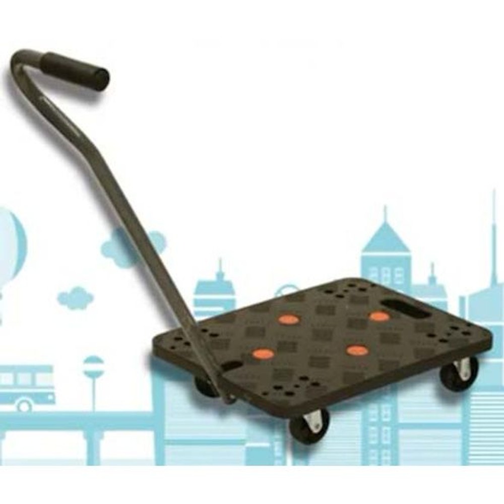 引張り棒式　プラ平台車, 黒, -