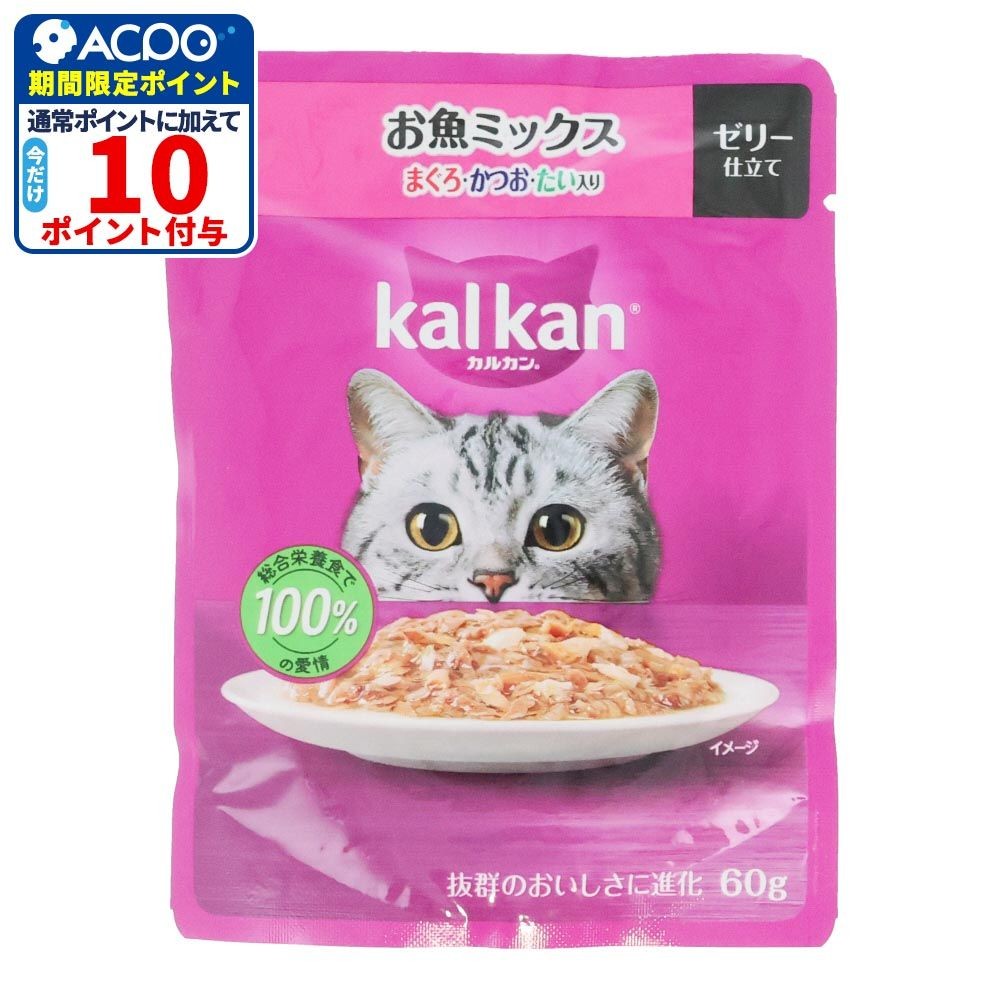 カルカンパウチ　お魚Ｍ　まぐろ・かつお・たい入り, お魚Ｍ　まぐろ・かつお・たい入り, 60g