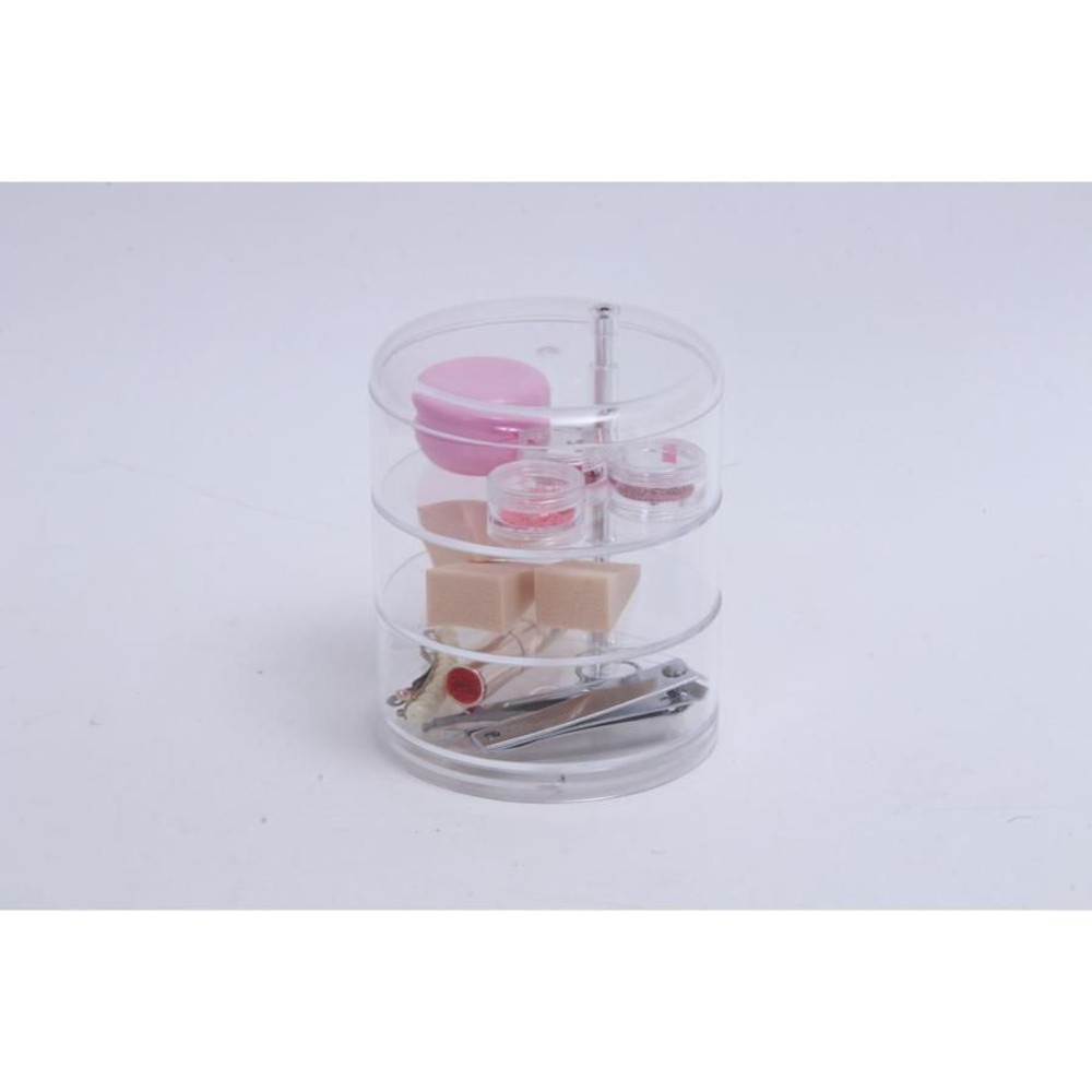 不二貿易  ＰＳコスメ収納　3段ラウンド小物入れ 【メーカー直送 代引不可】, クリア, 14384